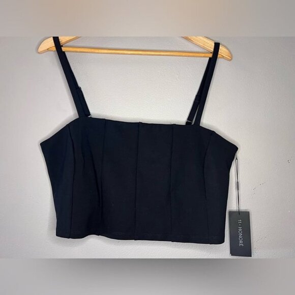 11 Honore Corset Spaghetti Strap Tank Crop Top Black in Plus-Size Size 2 (18/20) - Picture 1 of 8